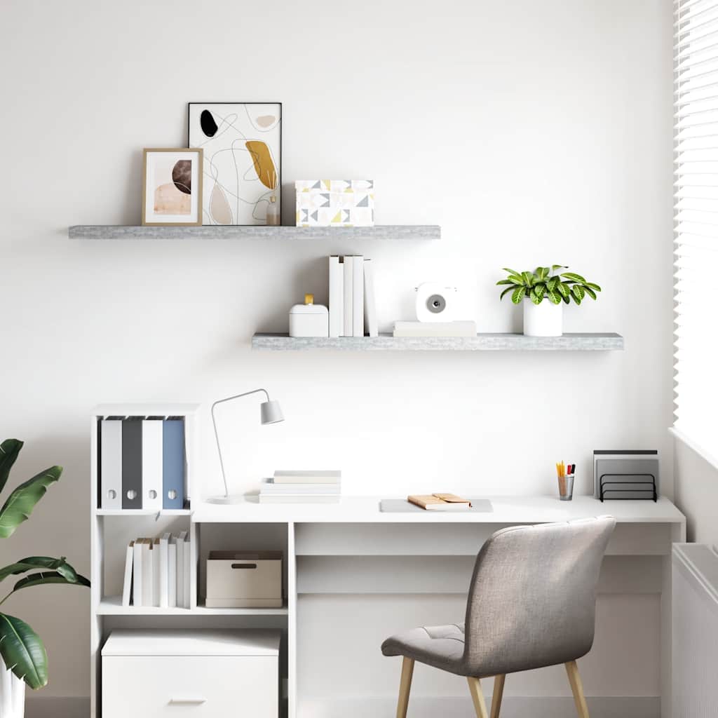 Pakabinamos lentynos, 2vnt., pilkos, 120x23,5x3,8cm, MDF