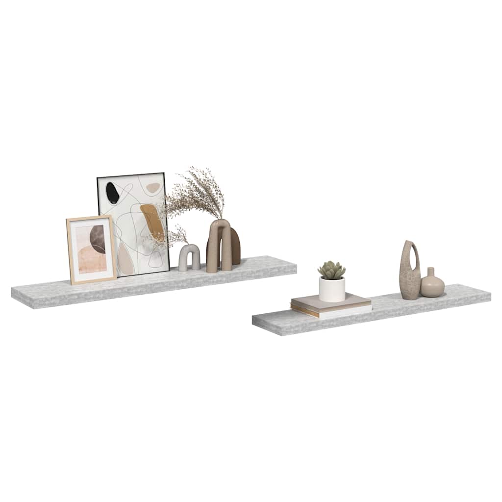 Pakabinamos lentynos, 2vnt., pilkos, 120x23,5x3,8cm, MDF