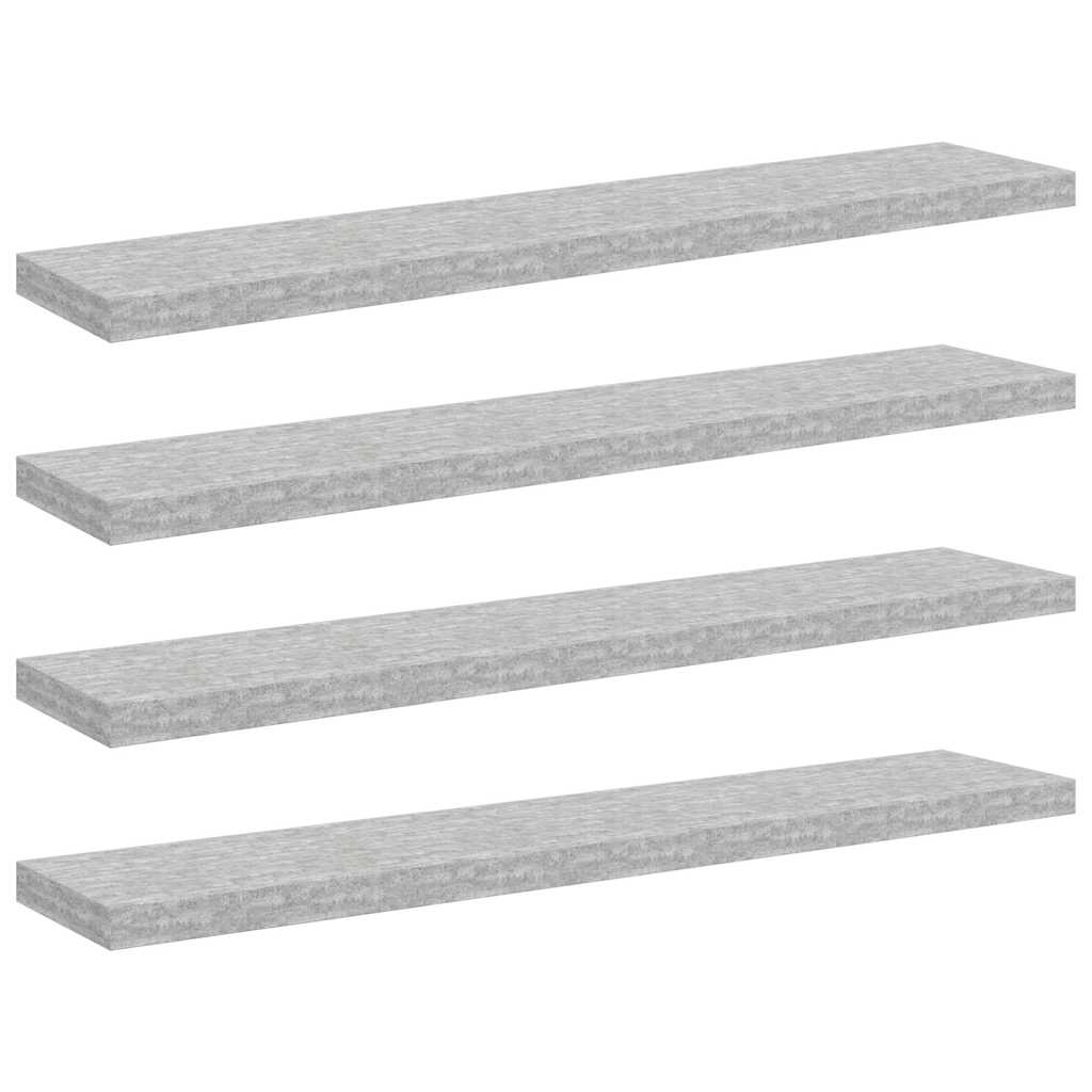 Pakabinamos lentynos, 4vnt., pilkos, 120x23,5x3,8cm, MDF