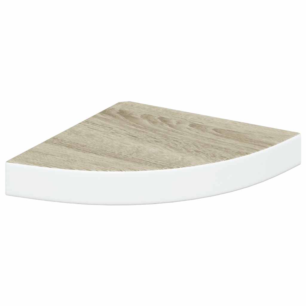 Sieninės lentynos, 2vnt., baltos/ąžuolo, 25x25x3,8cm, MDF