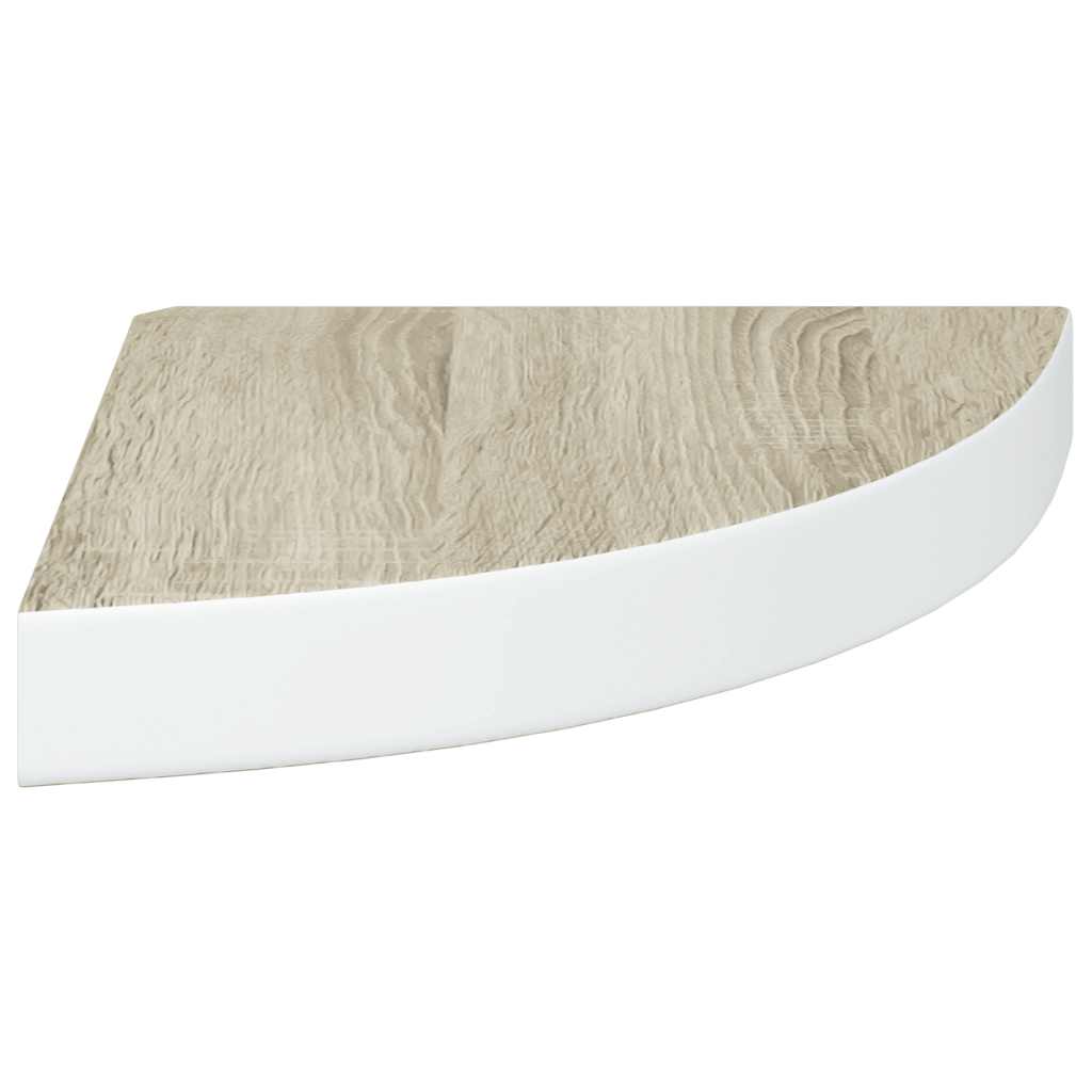 Sieninės lentynos, 2vnt., baltos/ąžuolo, 25x25x3,8cm, MDF