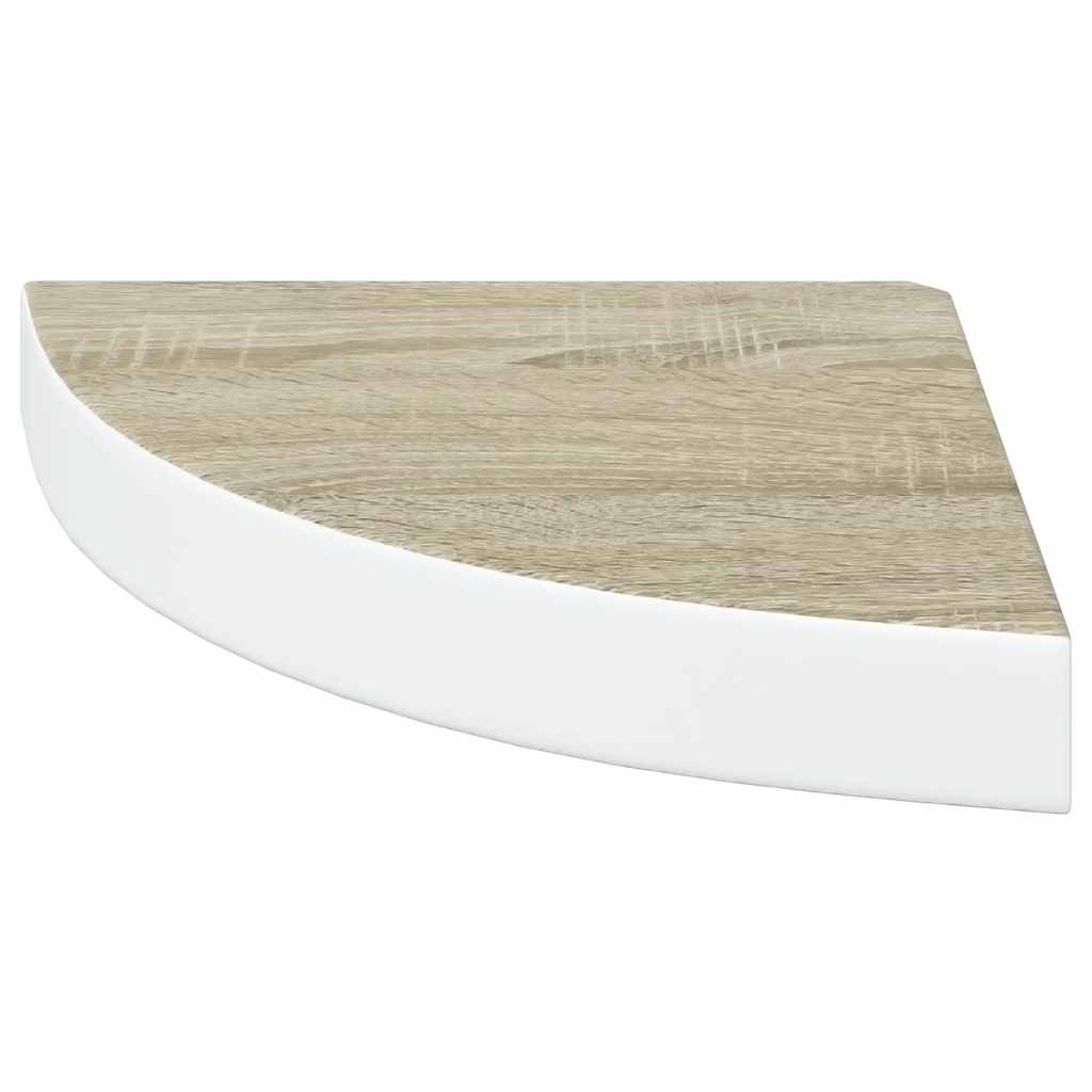 Sieninės lentynos, 4vnt., baltos/ąžuolo, 25x25x3,8cm, MDF