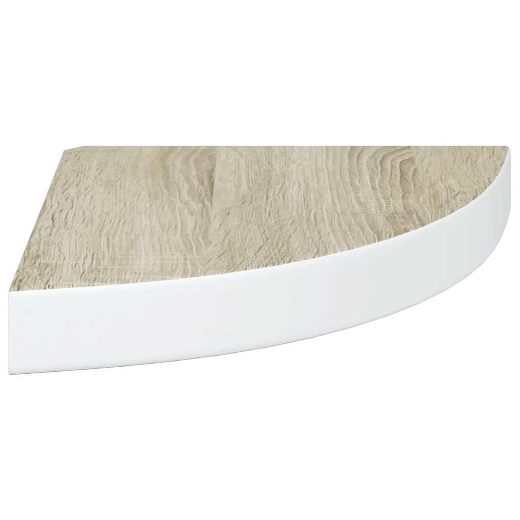 Sieninės lentynos, 4vnt., baltos/ąžuolo, 25x25x3,8cm, MDF