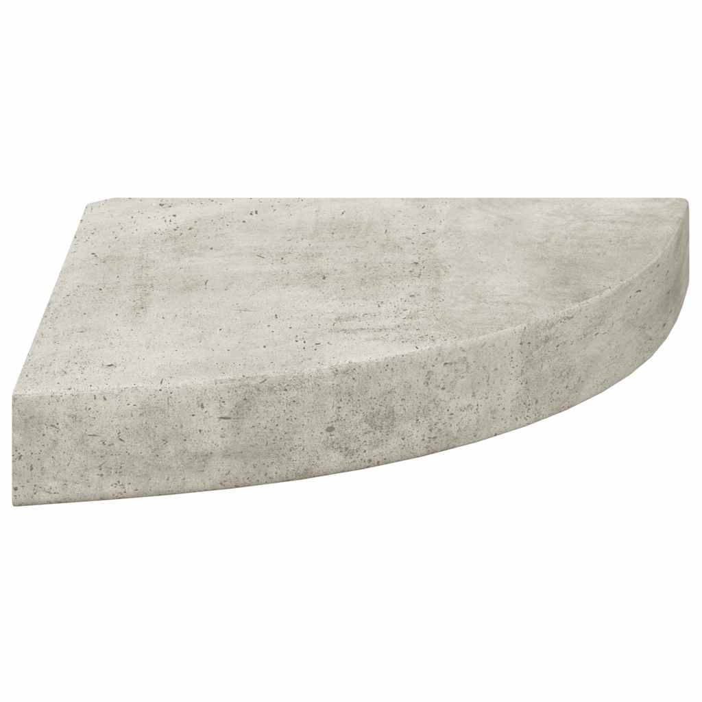 Sieninės kampinės lentynos, 2vnt., pilkos, 25x25x3,8cm, MDF