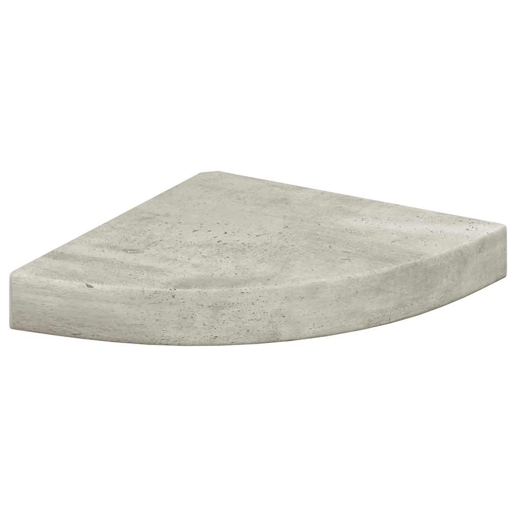 Sieninės kampinės lentynos, 4vnt., pilkos, 25x25x3,8cm, MDF