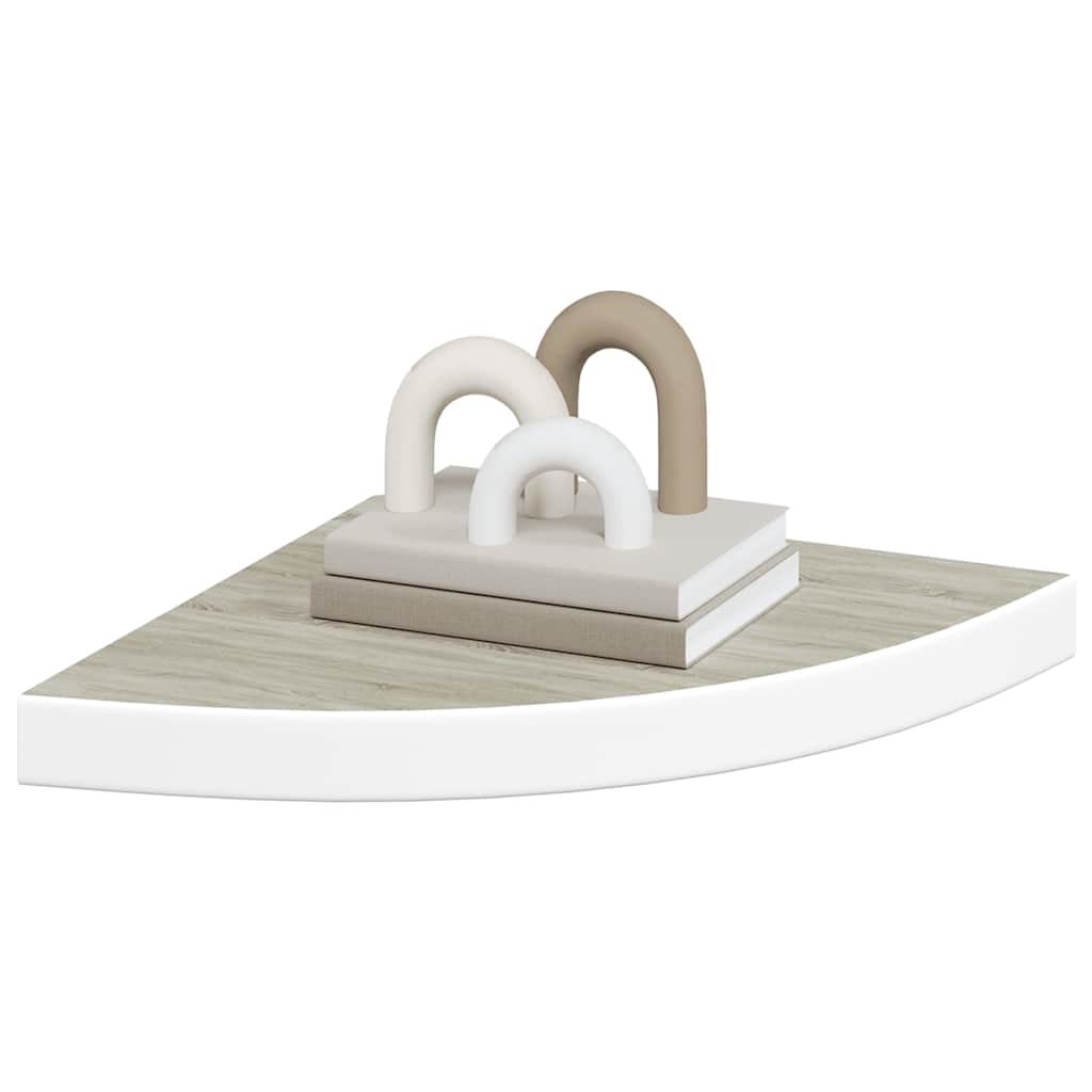 Sieninės lentynos, 2vnt., baltos/ąžuolo, 35x35x3,8cm, MDF