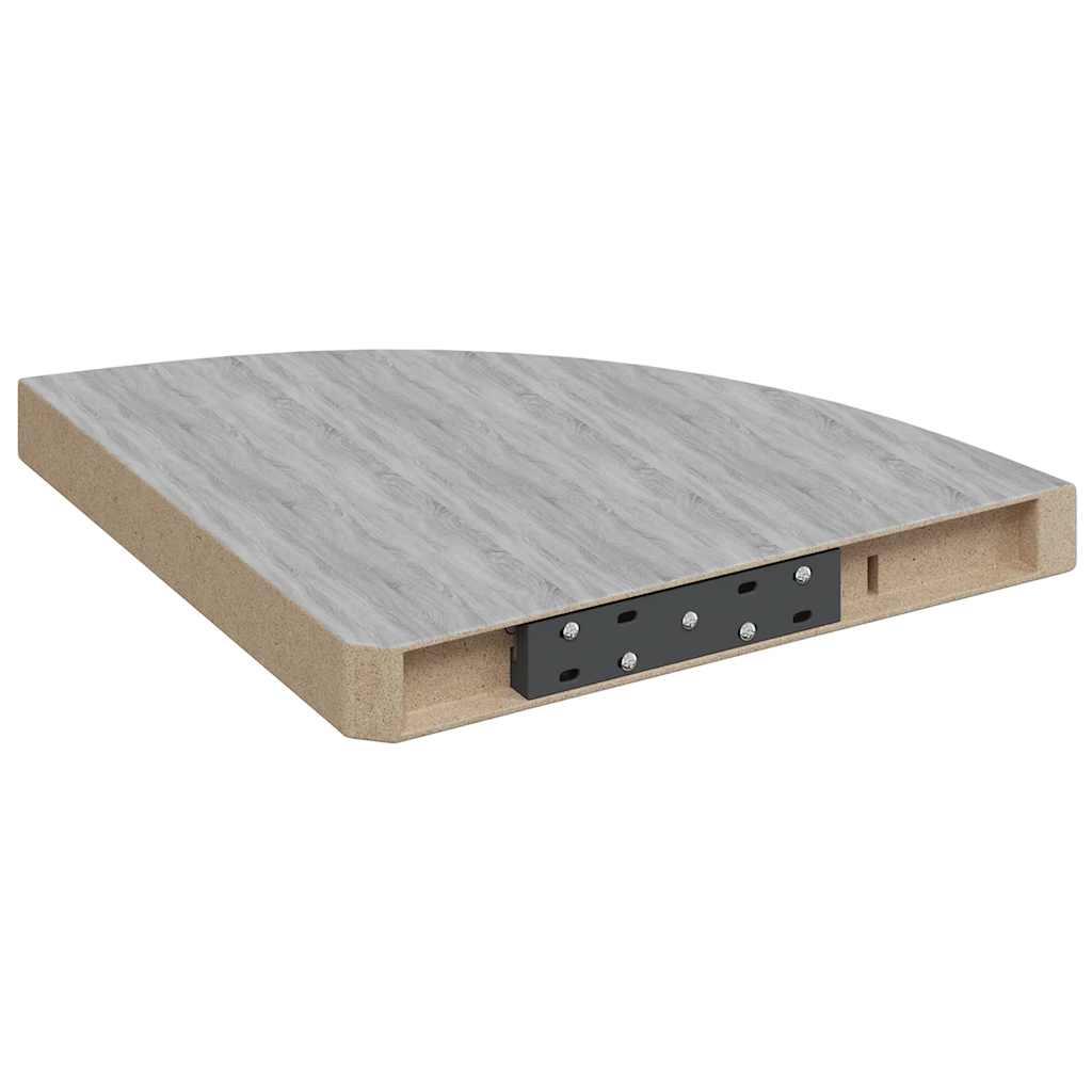 Sieninės kampinės lentynos, 2vnt., pilkos, 35x35x3,8cm, MDF