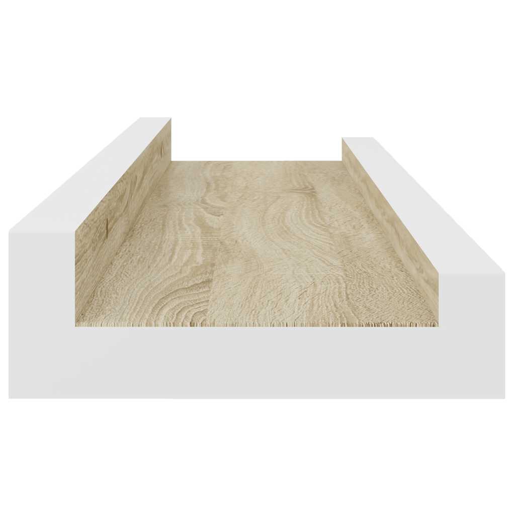 Sieninės lentynos, 4vnt., baltos ir ąžuolo spalvos, 40x9x3cm