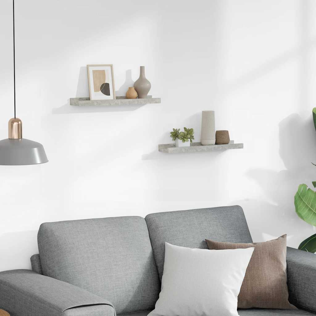 Sieninės lentynos, 2vnt., betono pilkos spalvos, 40x9x3cm