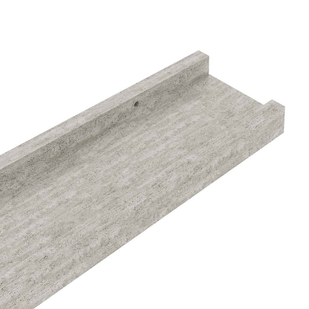 Sieninės lentynos, 2vnt., betono pilkos spalvos, 60x9x3cm