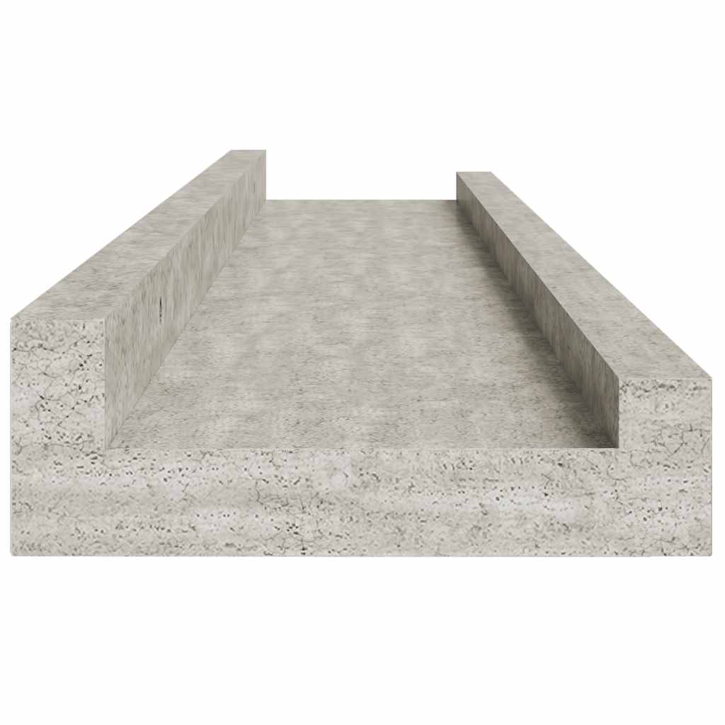Sieninės lentynos, 2vnt., betono pilkos spalvos, 80x9x3cm