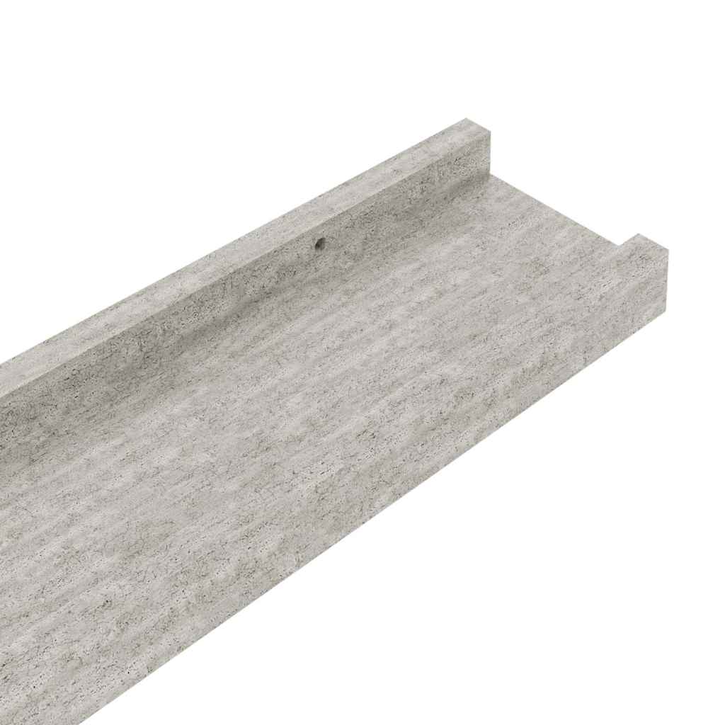 Sieninės lentynos, 4vnt., betono pilkos spalvos, 60x9x3cm