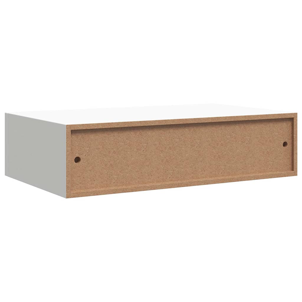 Sieninė lentyna su stalčiumi, balta, 40x23,5x10cm, MDF