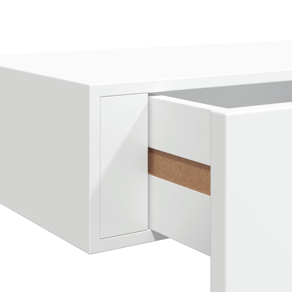 Sieninė lentyna su stalčiumi, balta, 40x23,5x10cm, MDF