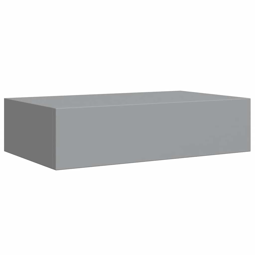 Sieninė lentyna su stalčiumi, pilka, 40x23,5x10cm, MDF