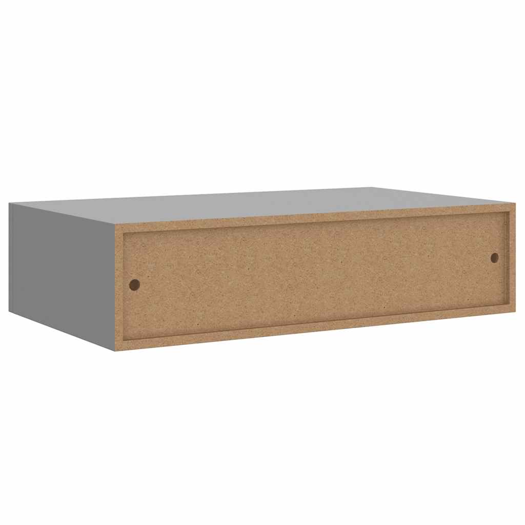 Sieninė lentyna su stalčiumi, pilka, 40x23,5x10cm, MDF