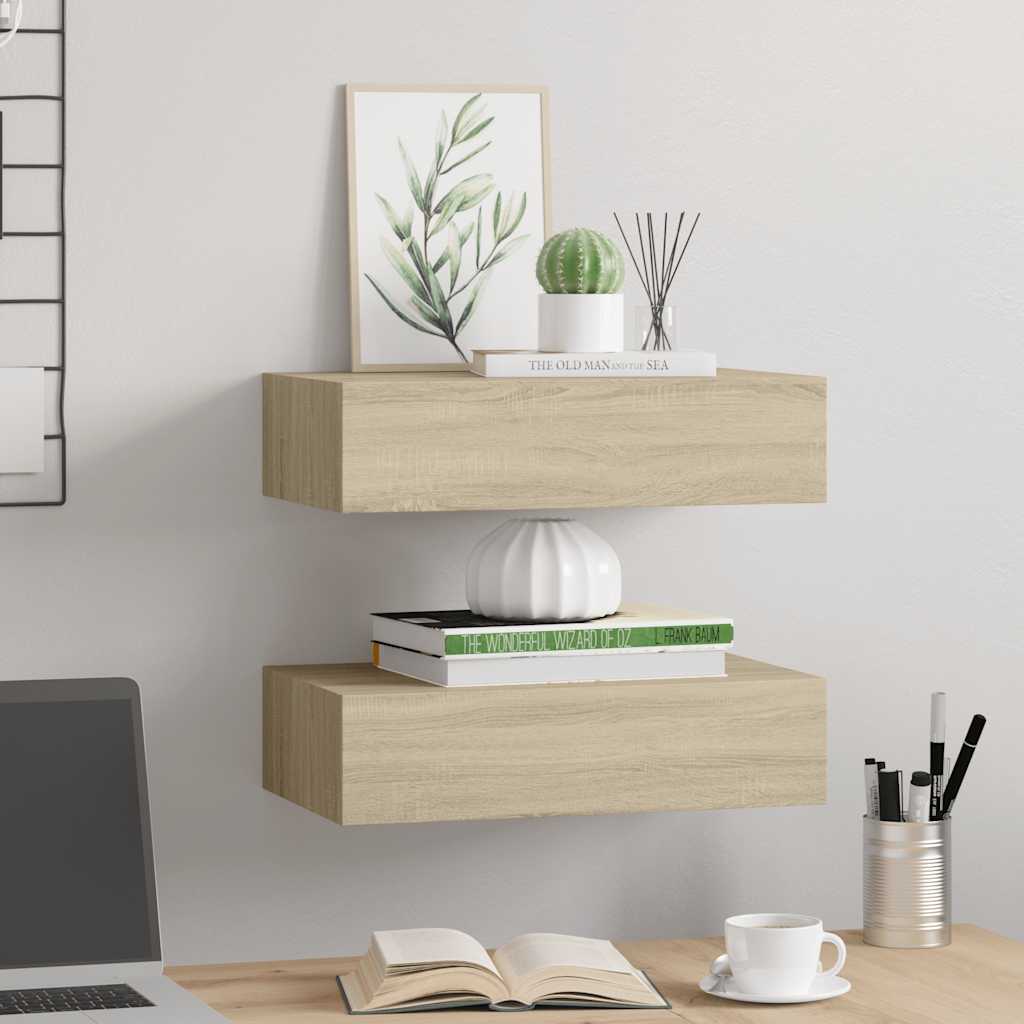 Lentynos su stalčiais, 2vnt., ąžuolo, 40x23,5x10cm, MDF