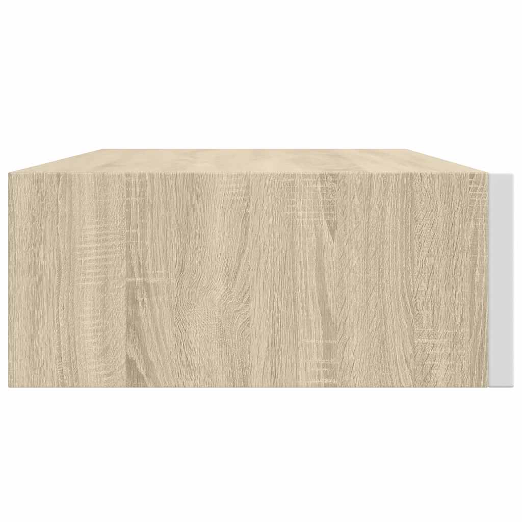 Sieninė lentyna su stalčiumi, ąžuolo/balta, 40x23,5x10cm, MDF