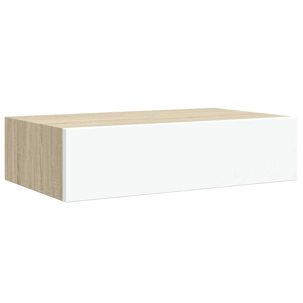 Lentynos su stalčiais, 2vnt., ąžuolo/baltos, 40x23,5x10cm, MDF