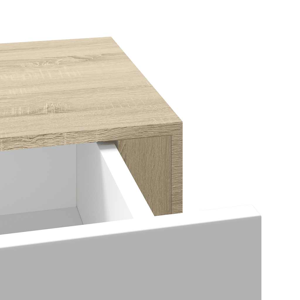 Lentynos su stalčiais, 2vnt., ąžuolo/baltos, 40x23,5x10cm, MDF