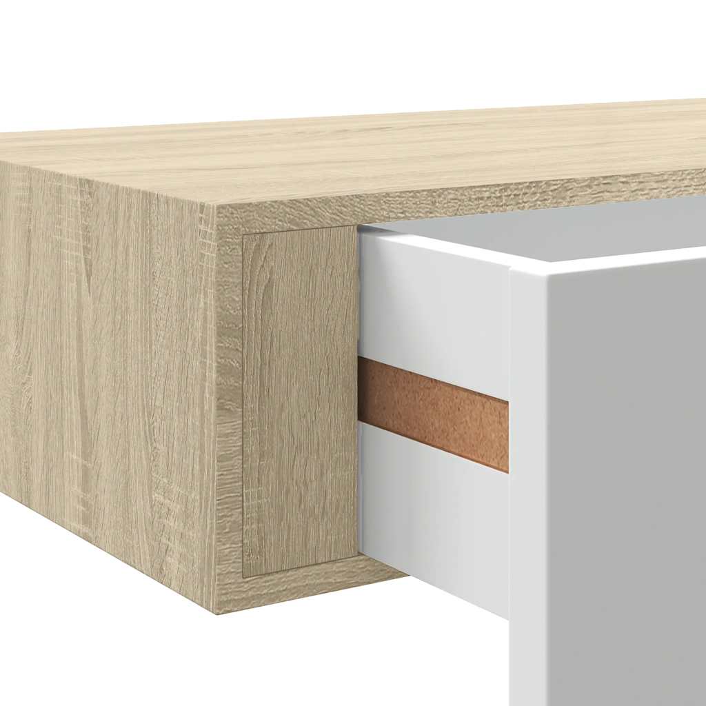 Lentynos su stalčiais, 2vnt., ąžuolo/baltos, 40x23,5x10cm, MDF