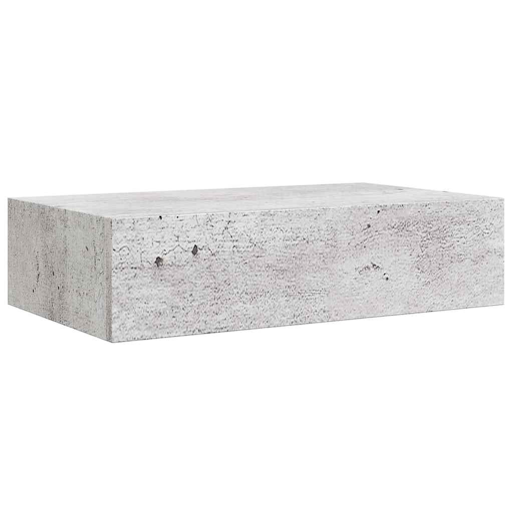Sieninė lentyna su stalčiumi, betono pilka, 40x23,5x10cm, MDF
