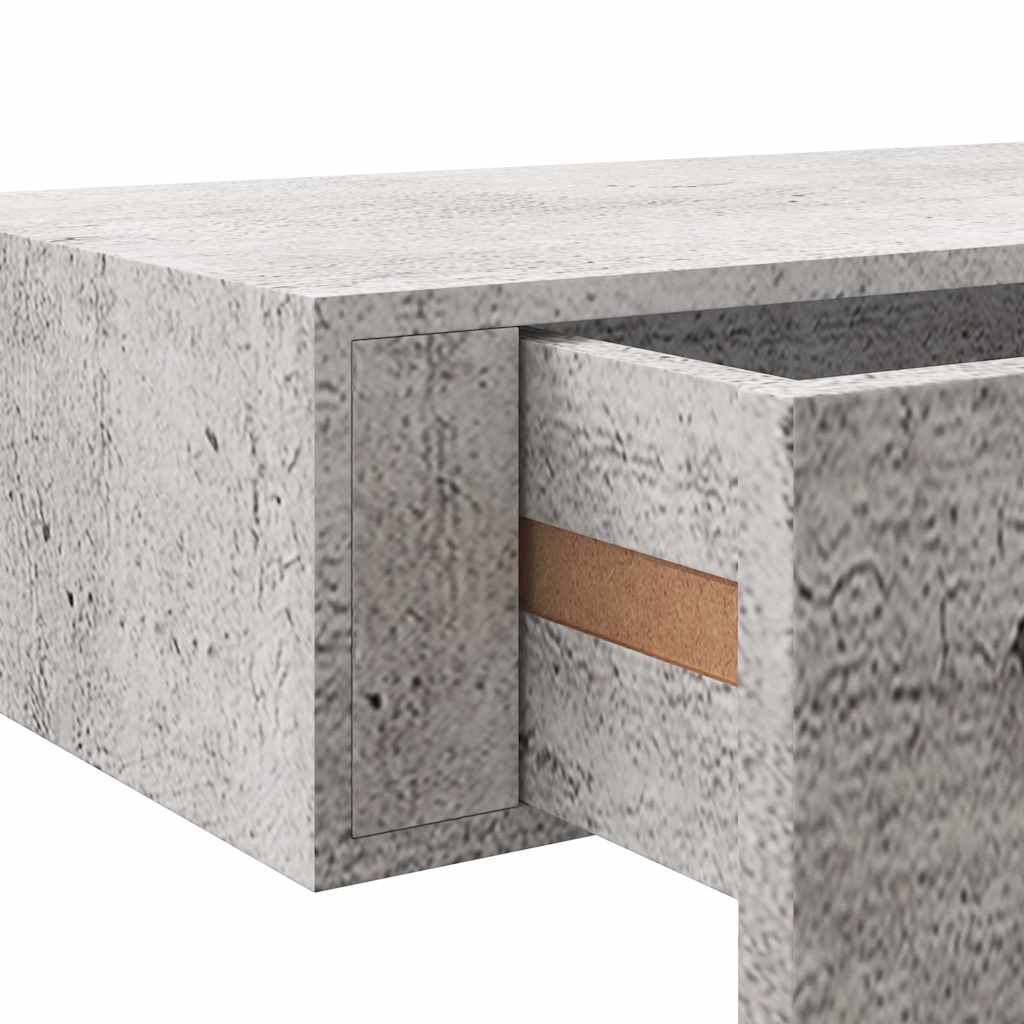Sieninė lentyna su stalčiumi, betono pilka, 40x23,5x10cm, MDF