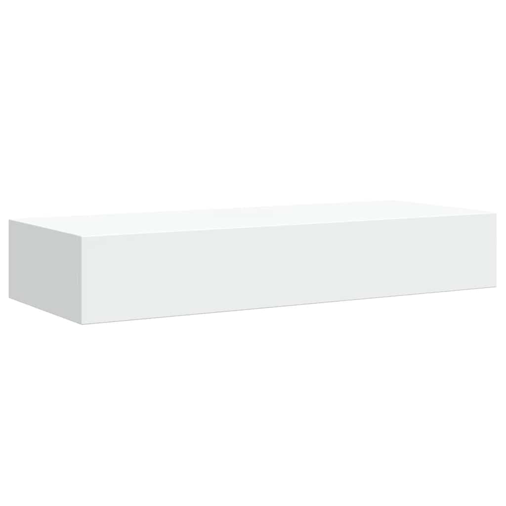 Sieninė lentyna su stalčiumi, baltos spalvos, 60x23,5x10cm, MDF