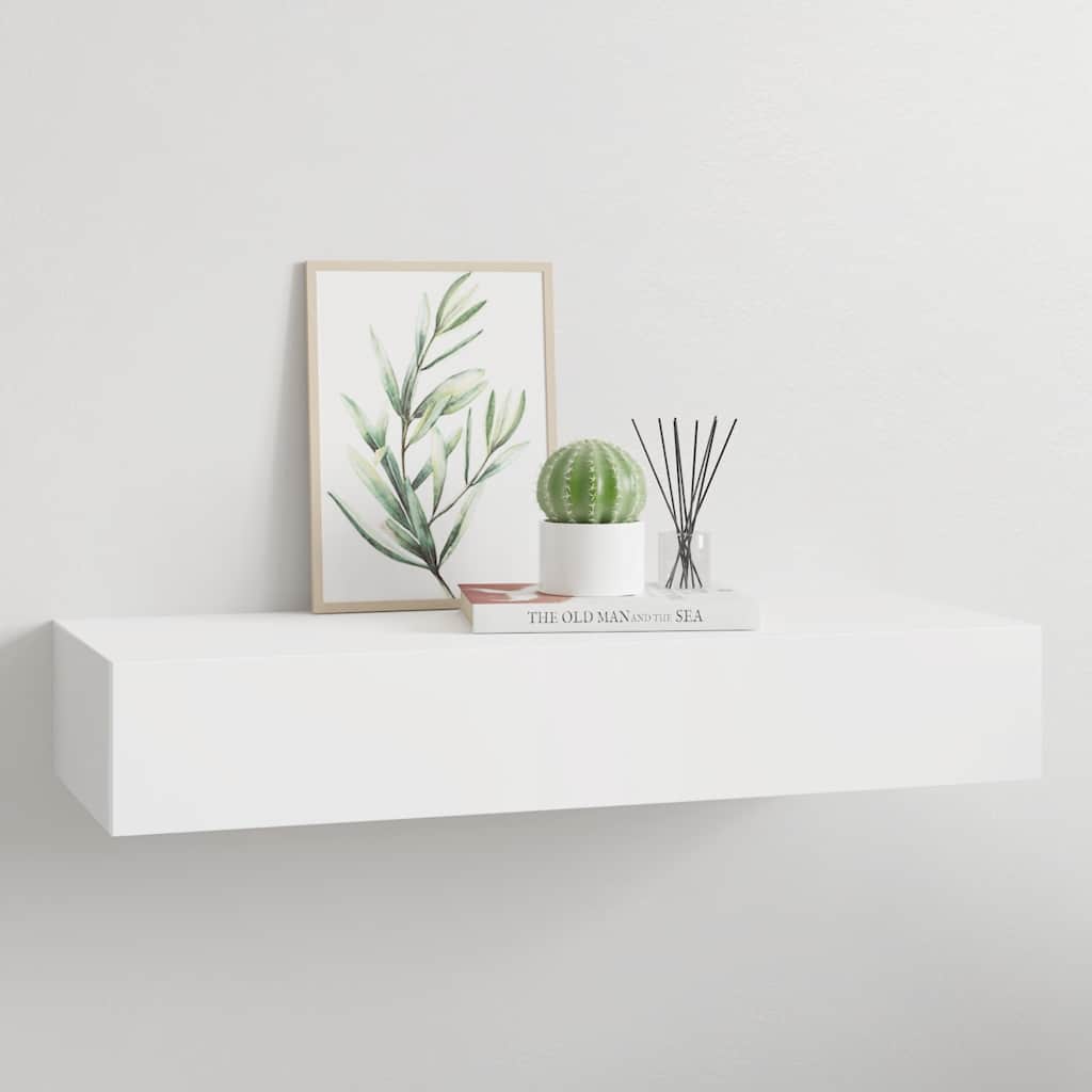Sieninė lentyna su stalčiumi, baltos spalvos, 60x23,5x10cm, MDF