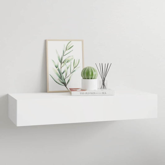 Sieninė lentyna su stalčiumi, baltos spalvos, 60x23,5x10cm, MDF