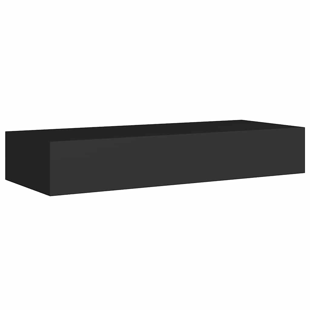 Lentynos su stalčiais, 2vnt., juodos, 60x23,5x10cm, MDF