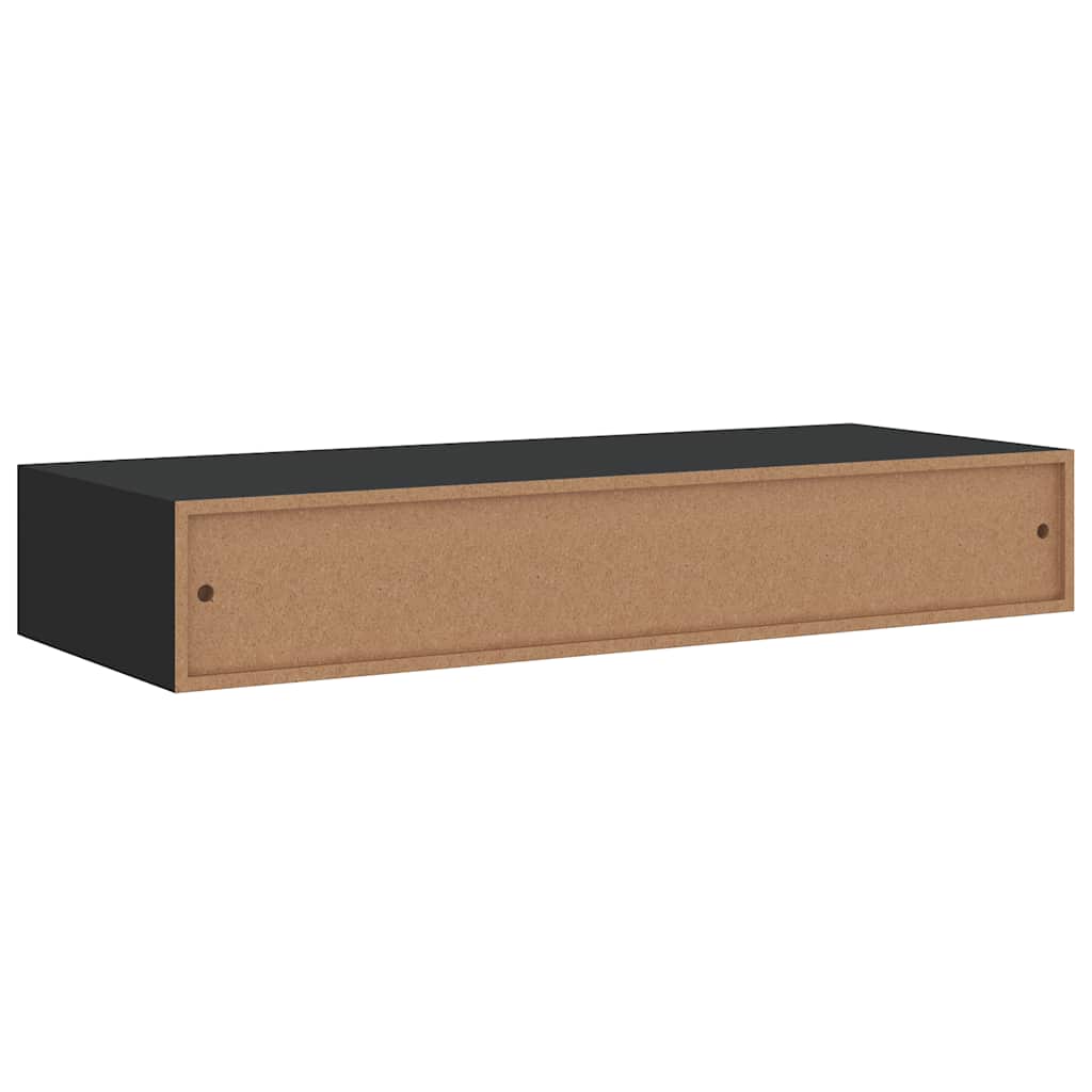 Lentynos su stalčiais, 2vnt., juodos, 60x23,5x10cm, MDF