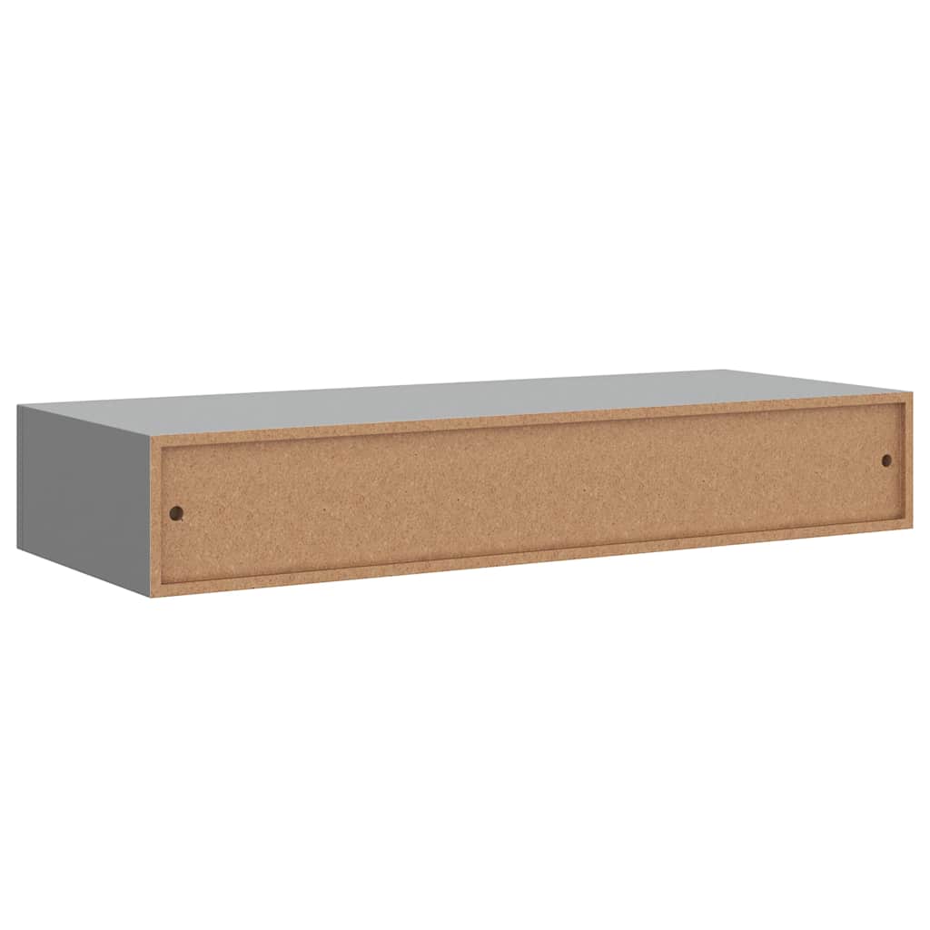 Sieninė lentyna su stalčiumi, pilka, 60x23,5x10cm, MDF