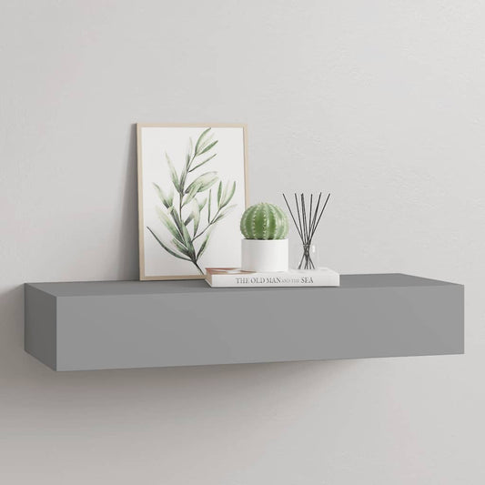 Sieninė lentyna su stalčiumi, pilka, 60x23,5x10cm, MDF