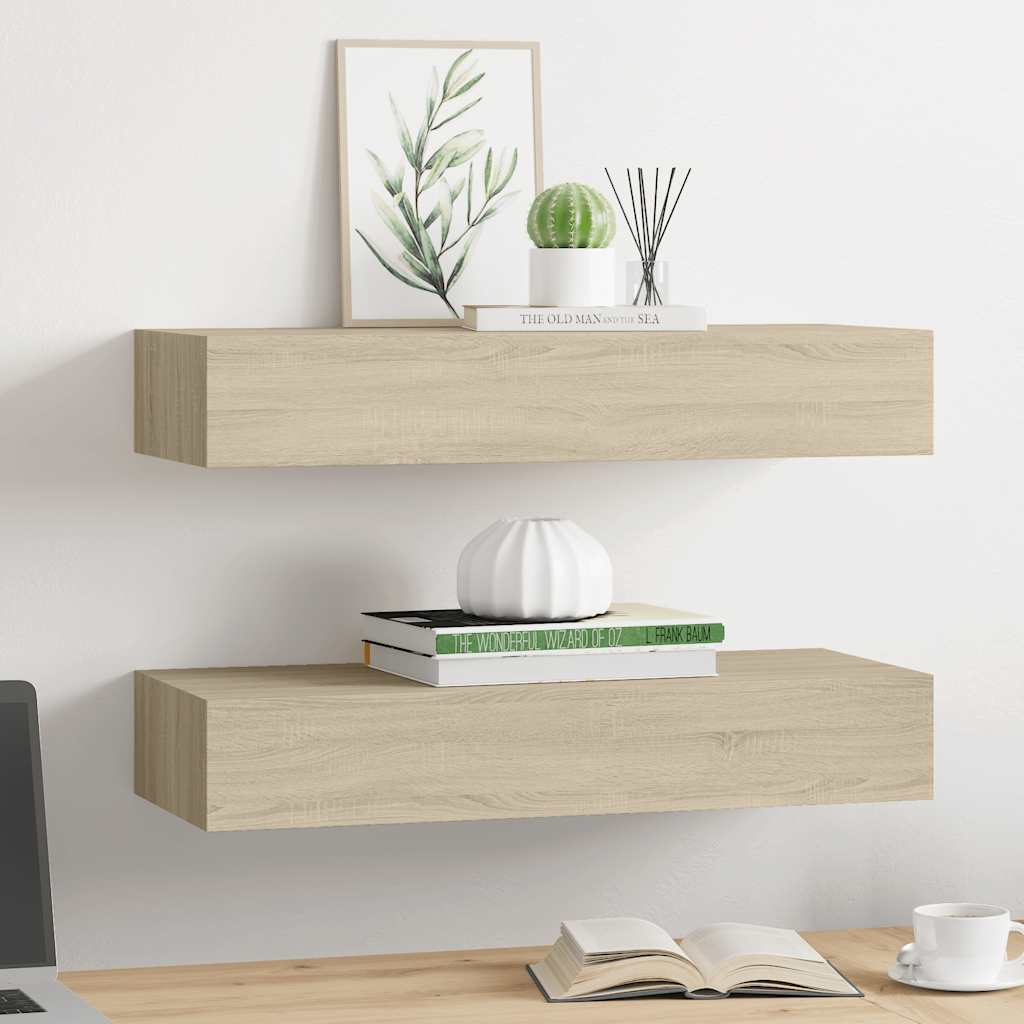 Lentynos su stalčiais, 2vnt., ąžuolo, 60x23,5x10cm, MDF