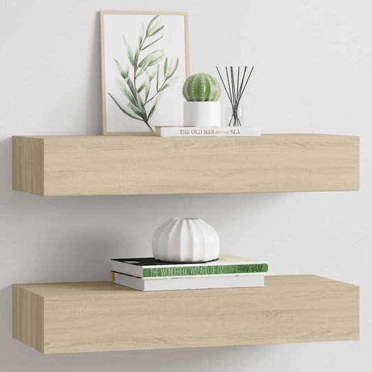 Lentynos su stalčiais, 2vnt., ąžuolo, 60x23,5x10cm, MDF