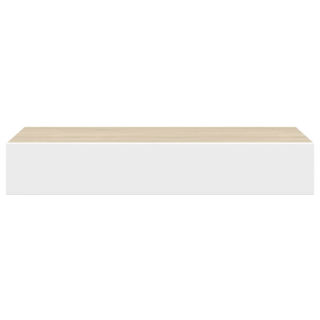 Sieninės stalčių lentynos, 2 vnt., ąžuolo ir baltos spalvos, 60x23,5x10cm, MDF