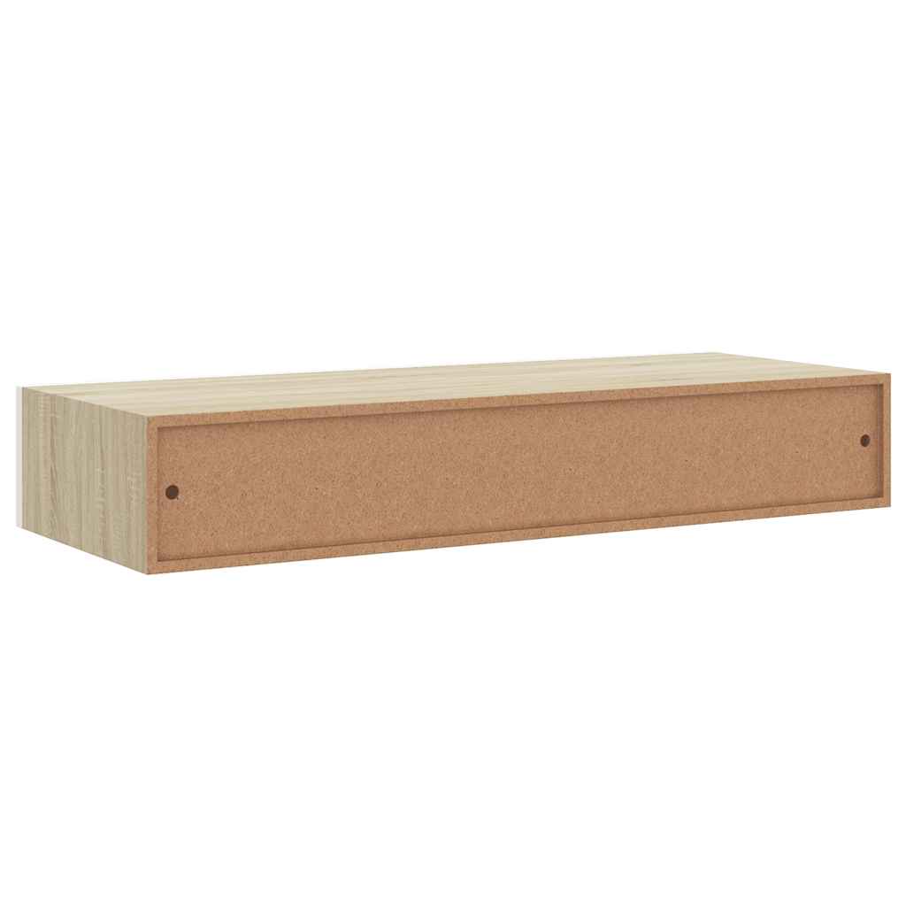 Sieninės stalčių lentynos, 2 vnt., ąžuolo ir baltos spalvos, 60x23,5x10cm, MDF