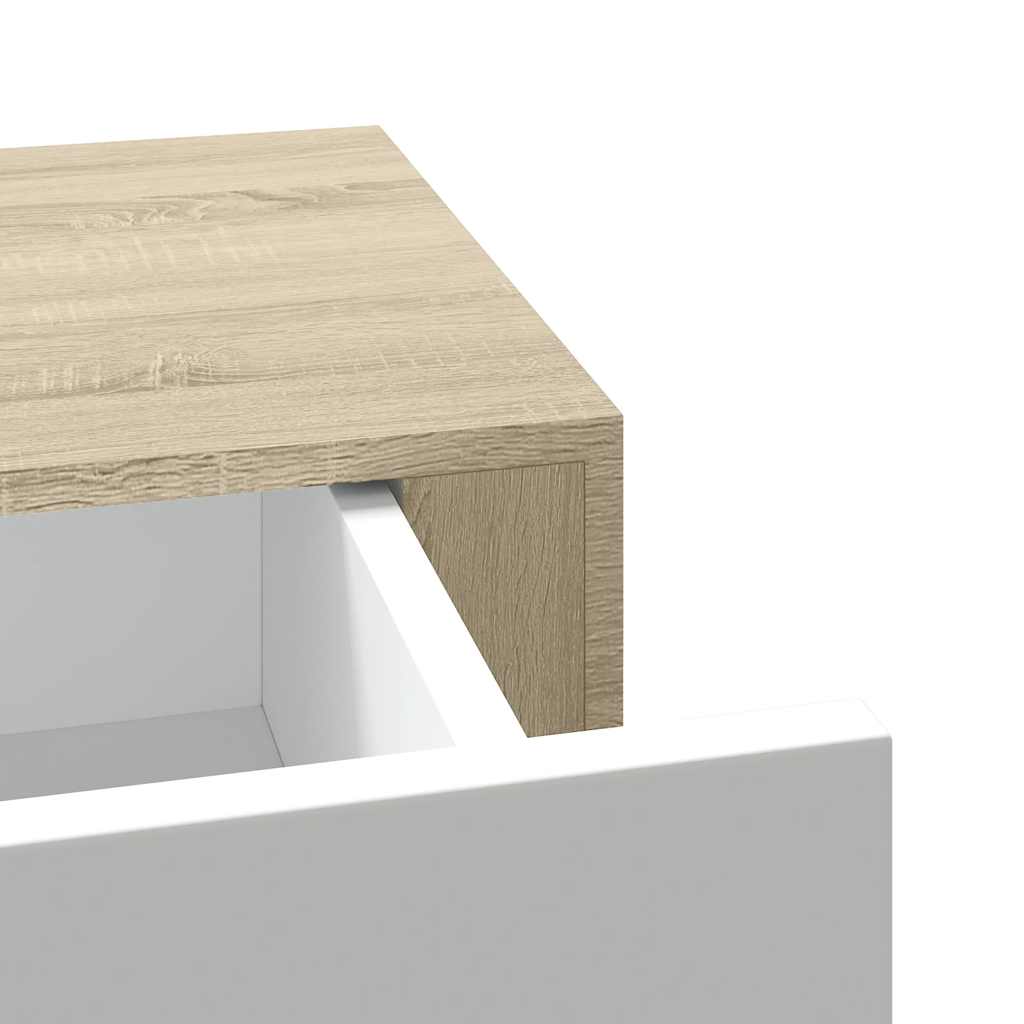 Sieninės stalčių lentynos, 2 vnt., ąžuolo ir baltos spalvos, 60x23,5x10cm, MDF
