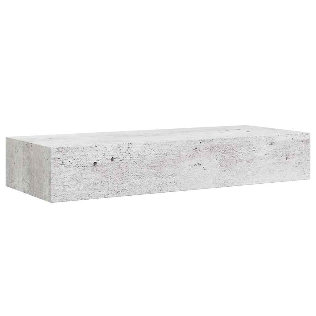 Sieninė lentyna su stalčiumi, betono pilka, 60x23,5x10cm, MDF
