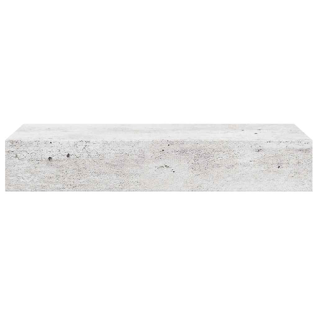Sieninė lentyna su stalčiumi, betono pilka, 60x23,5x10cm, MDF