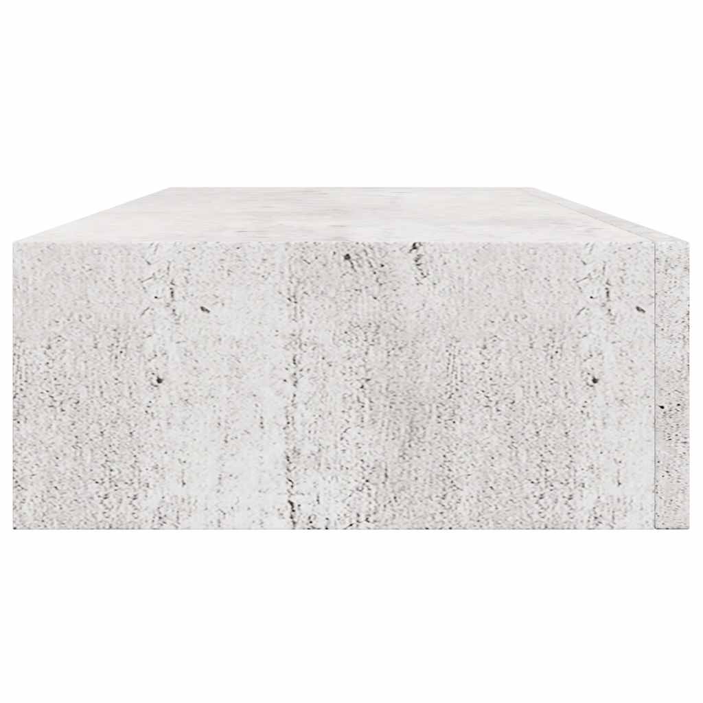 Sieninė lentyna su stalčiumi, betono pilka, 60x23,5x10cm, MDF
