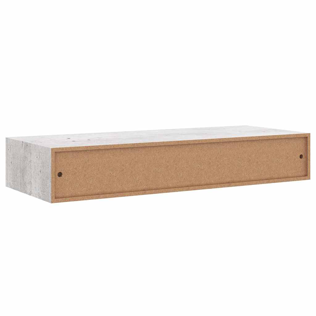 Sieninė lentyna su stalčiumi, betono pilka, 60x23,5x10cm, MDF