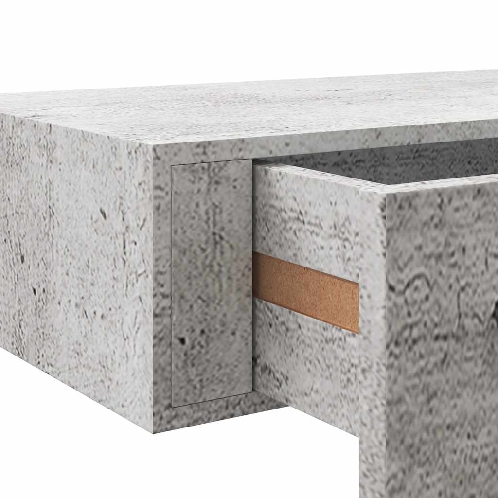 Sieninė lentyna su stalčiumi, betono pilka, 60x23,5x10cm, MDF