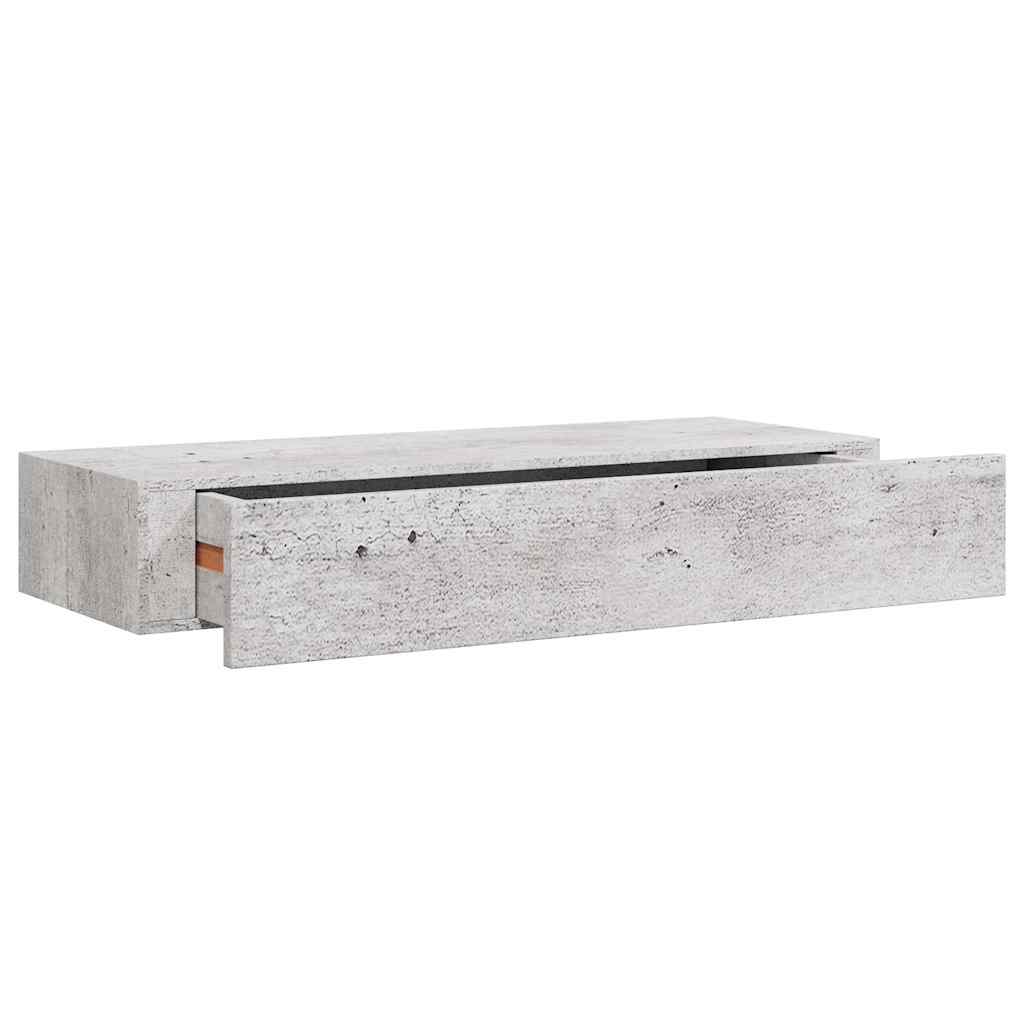 Lentynos su stalčiais, 2vnt., betono pilkos, 60x23,5x10cm, MDF