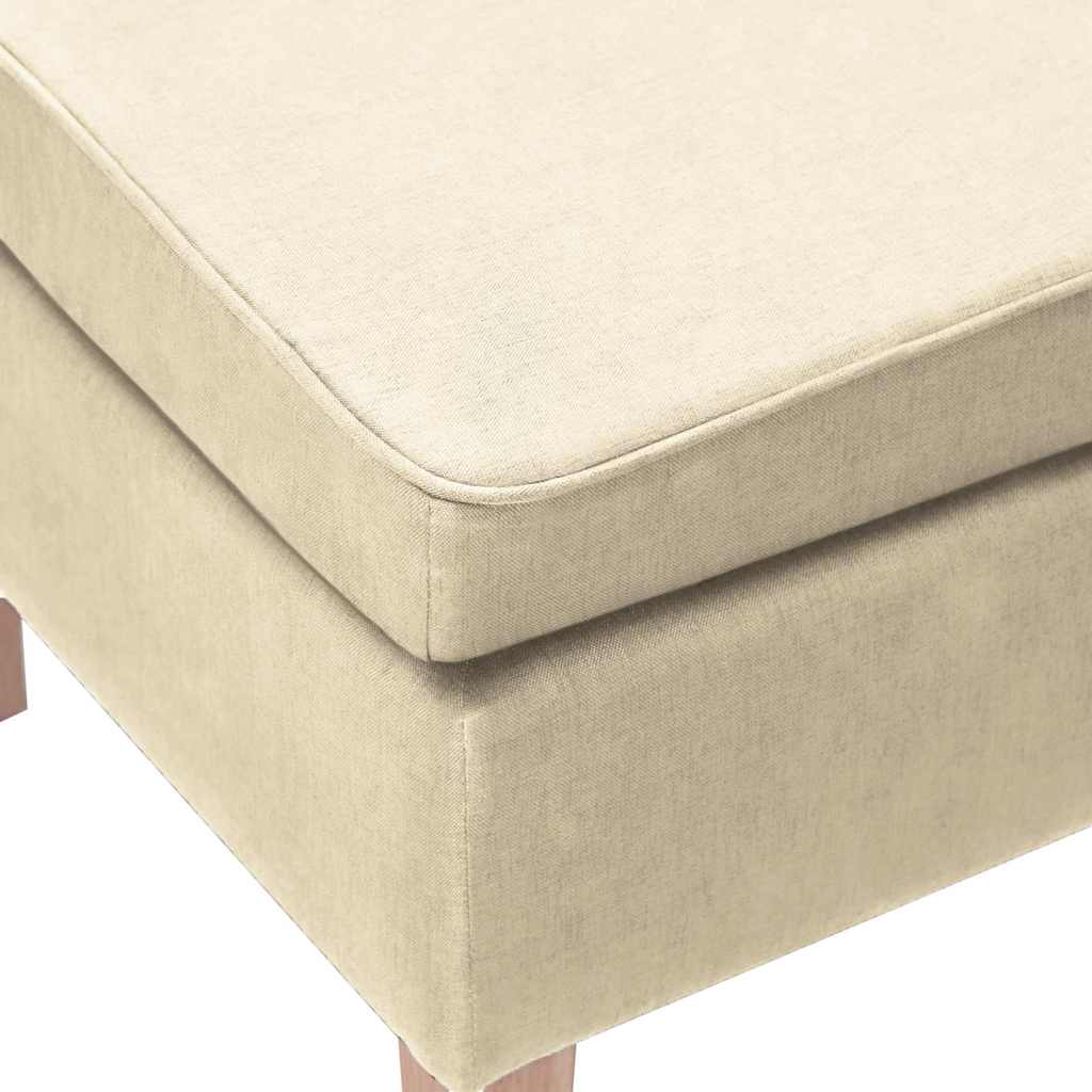 Taburetė su medinėmis kojomis, kreminės spalvos, audinys