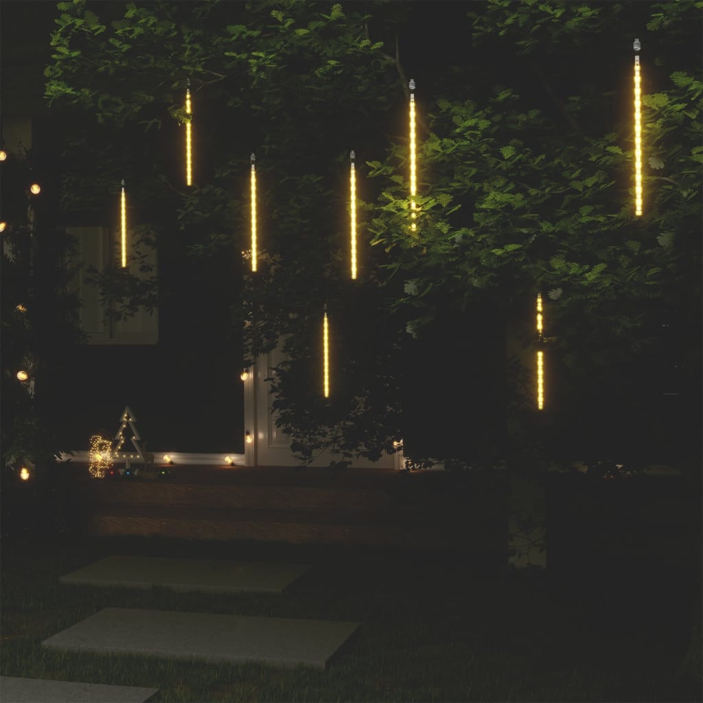 Girlianda meteorų lietus, 8vnt., 30cm, 192 šiltos baltos LED