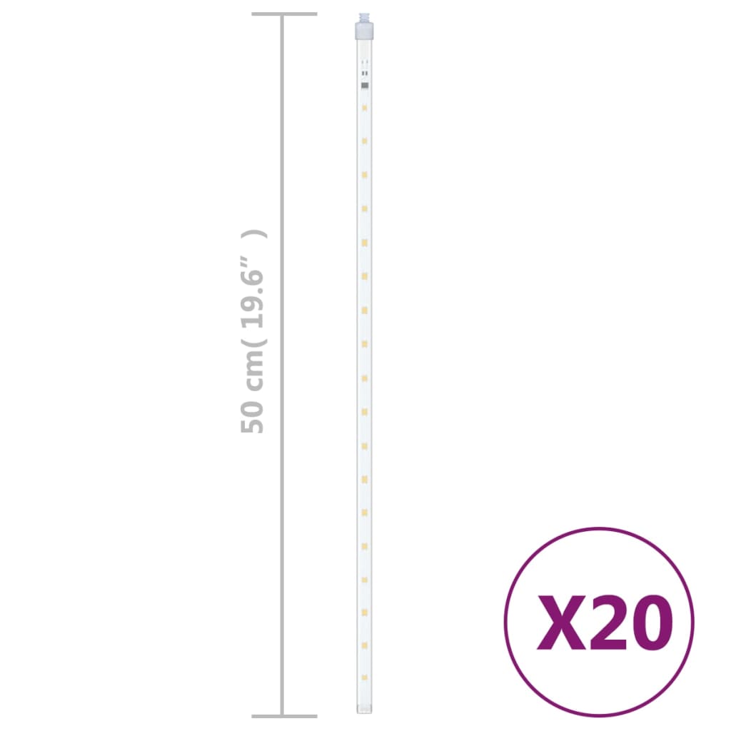 Girlianda meteorų lietus, 20vnt., 50cm, 720 šiltų baltų LED