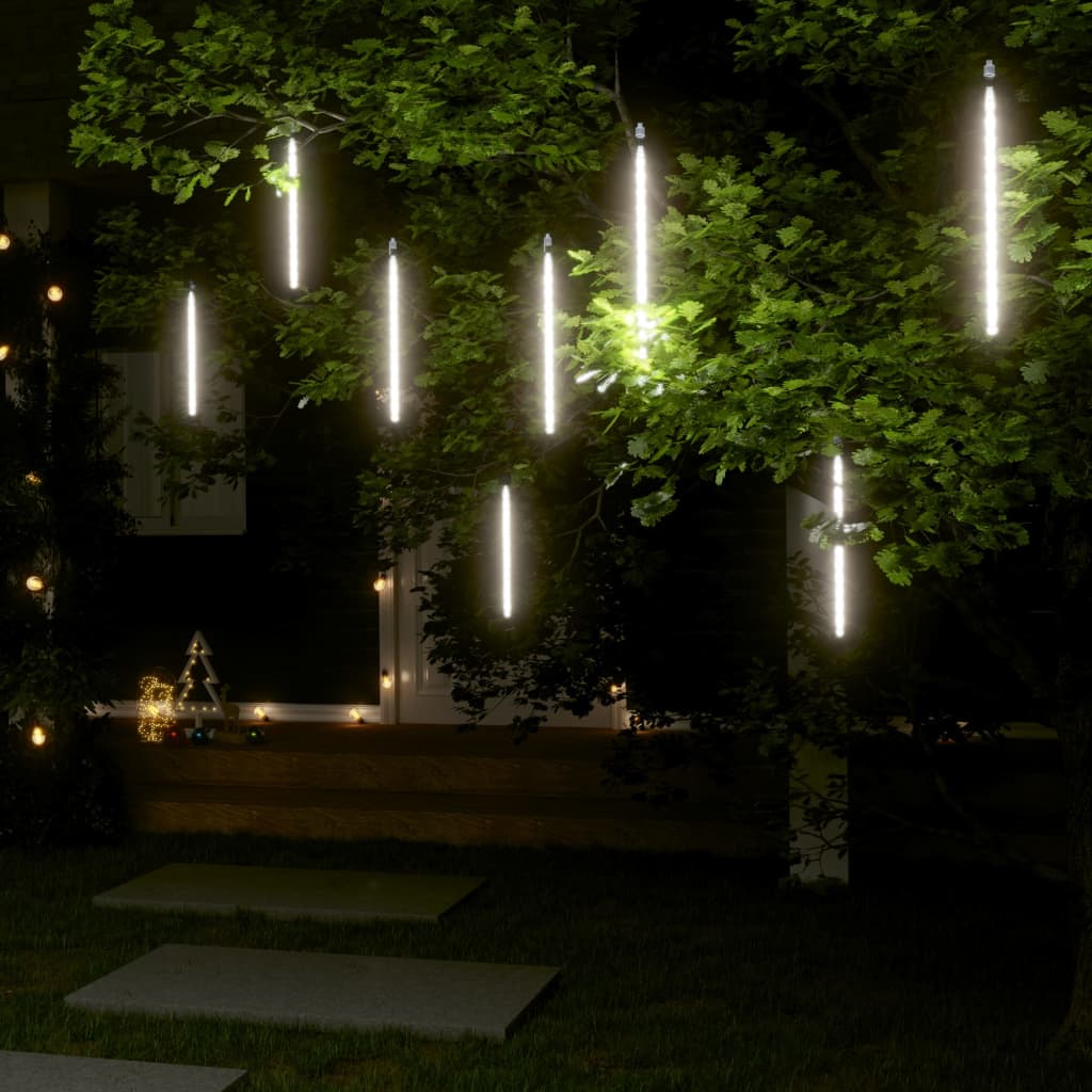Girlianda meteorų lietus, 8vnt., 30cm, 192 šaltos baltos LED