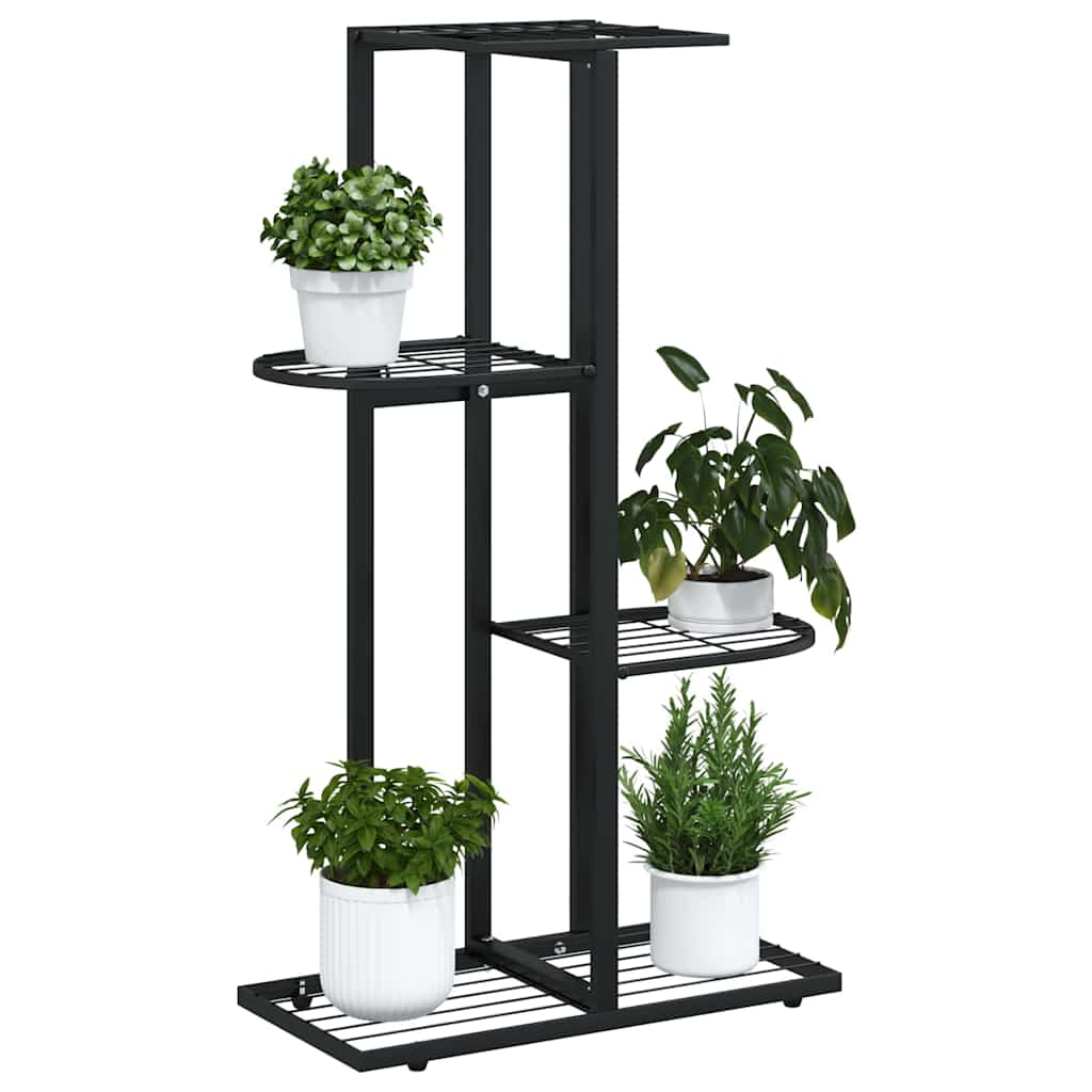 Stovas augalams, 4 lentynos, juodas, 43x22x76cm, metalas